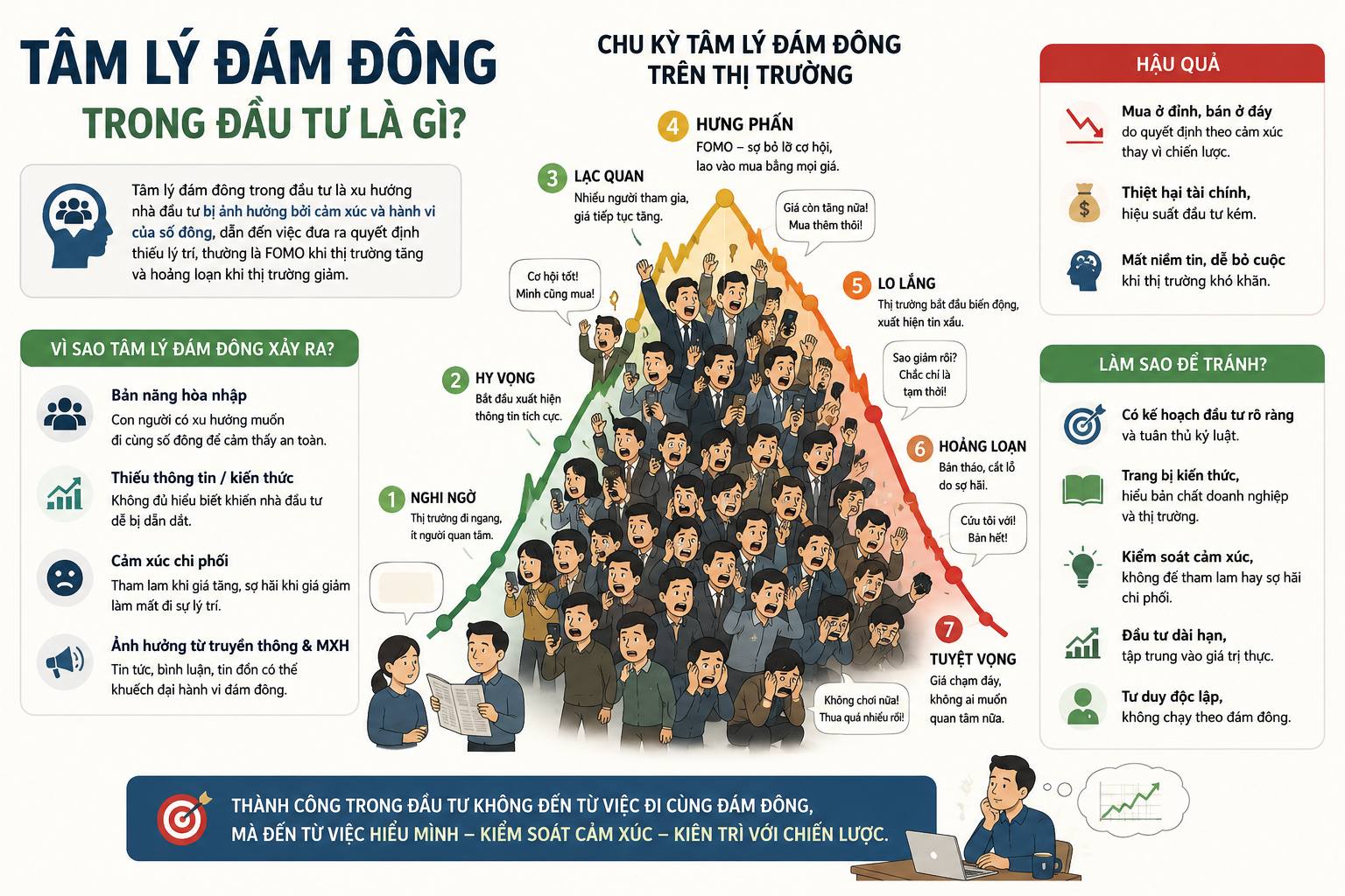 Tâm lý đám đông trong đầu tư: Vì sao nhiều người thua lỗ khi chạy theo số đông?